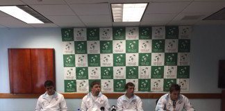 Uruguay ya entrena en Barbados El equipo uruguayo en la conferencia de prensa