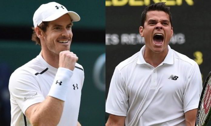 Andy Murray y Milos Raonic en la final de Wimbledon