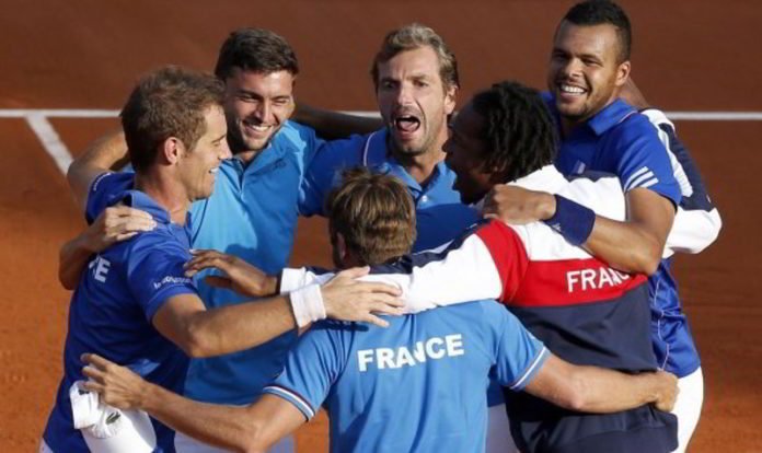 Festejo de Francia al derrotar a Republica Cheeca