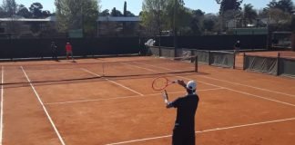 Equipo Uruguayo de Copa Davis Francisco Llanes y Pablo Cuevas entrenando en el CLTC