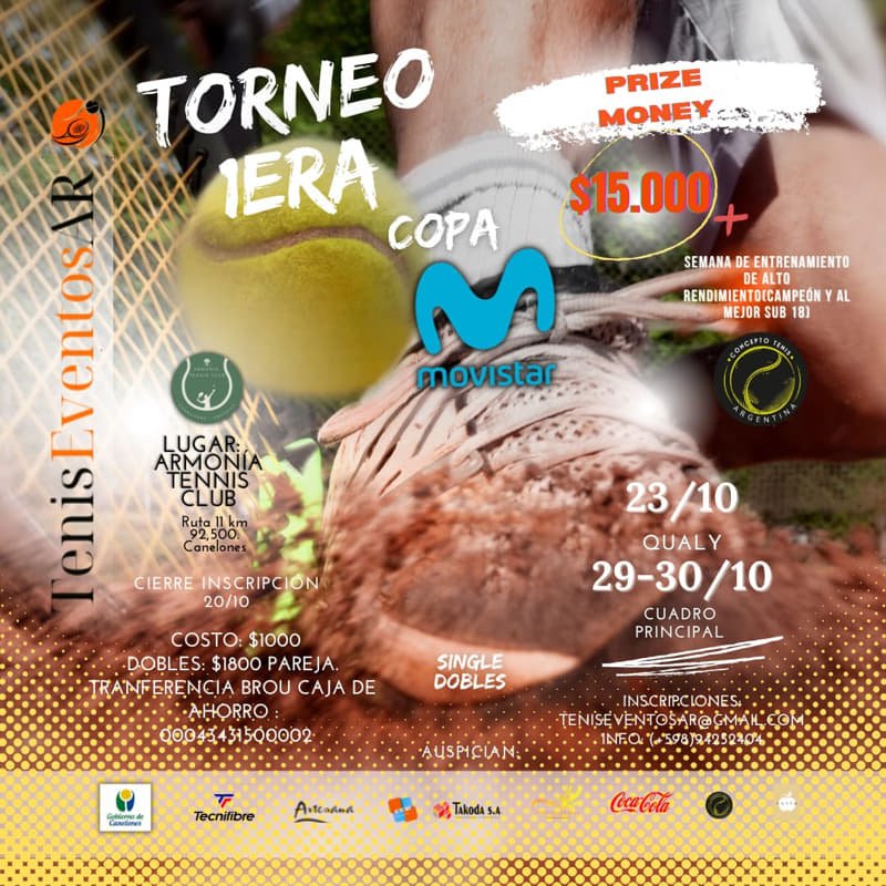 Torneo de 1ᵃ Categoría Copa Movistar organizado por Teniseventos AR Torneo de 1ᵃ Categoría Copa Movistar